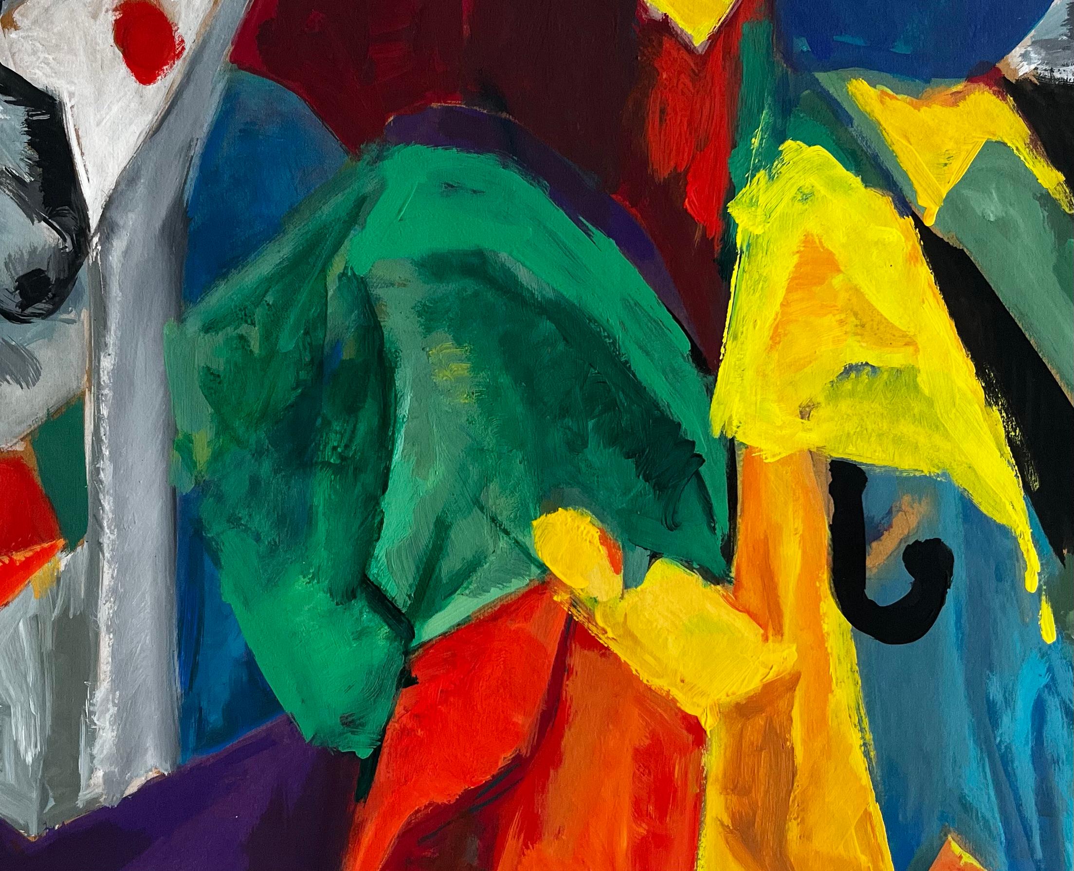 Lebendige abstrakte expressionistische Farbfeld Französisch Modernist Gouache im Angebot 2