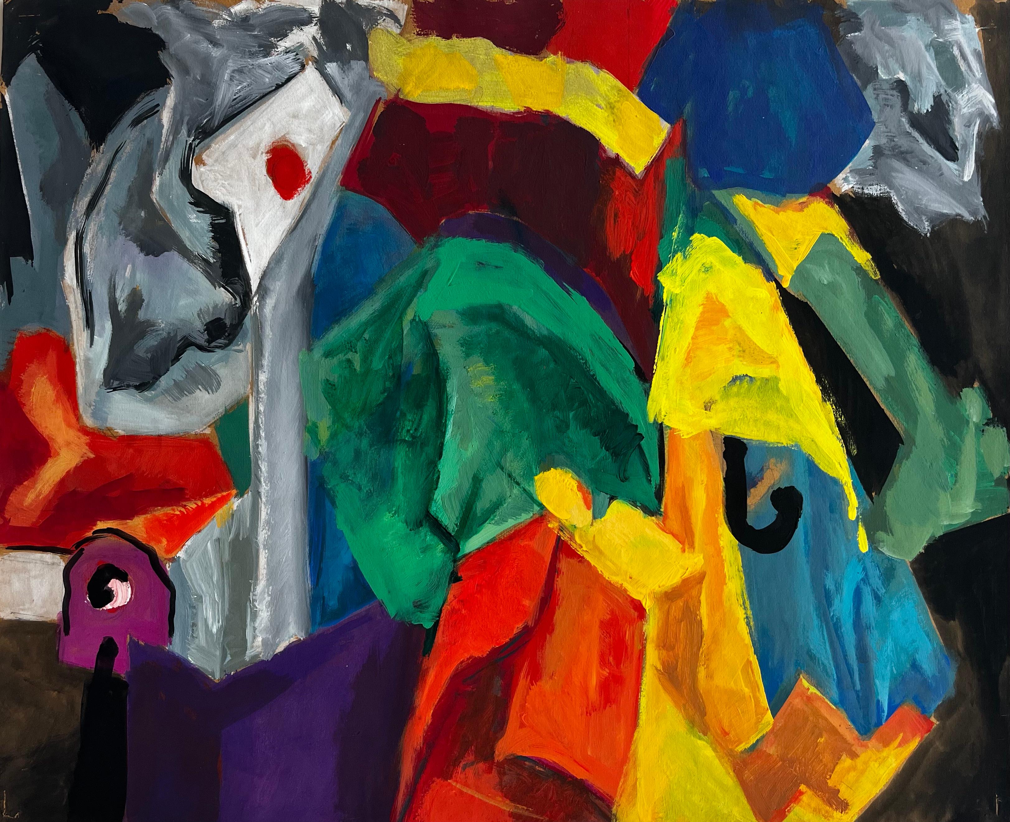 Vibrant Abstract Expressionist Colour Field French Modernist Gouache