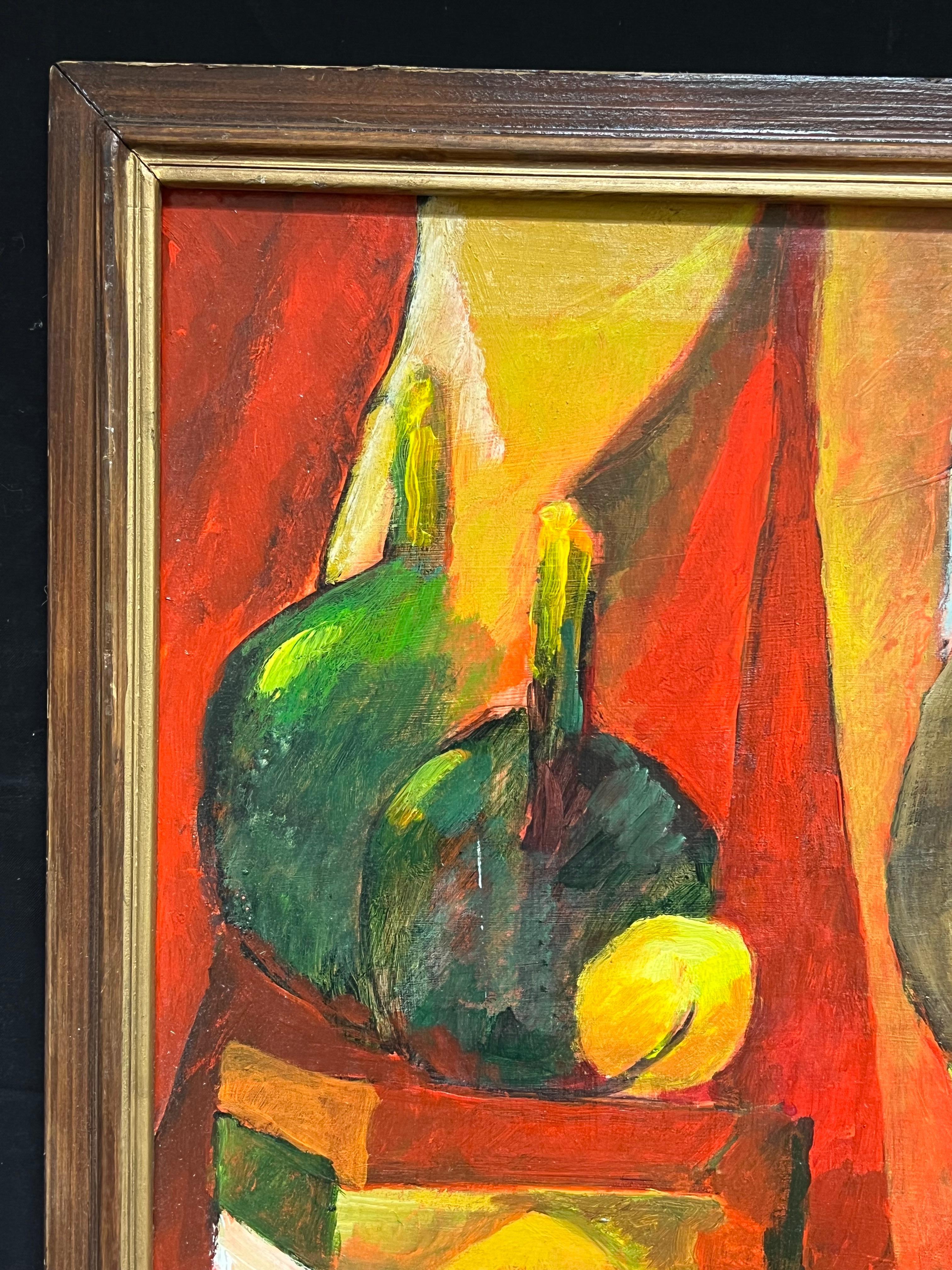 Nature morte à l'orange vif d'une table d'automne Grande huile moderniste française en vente 1