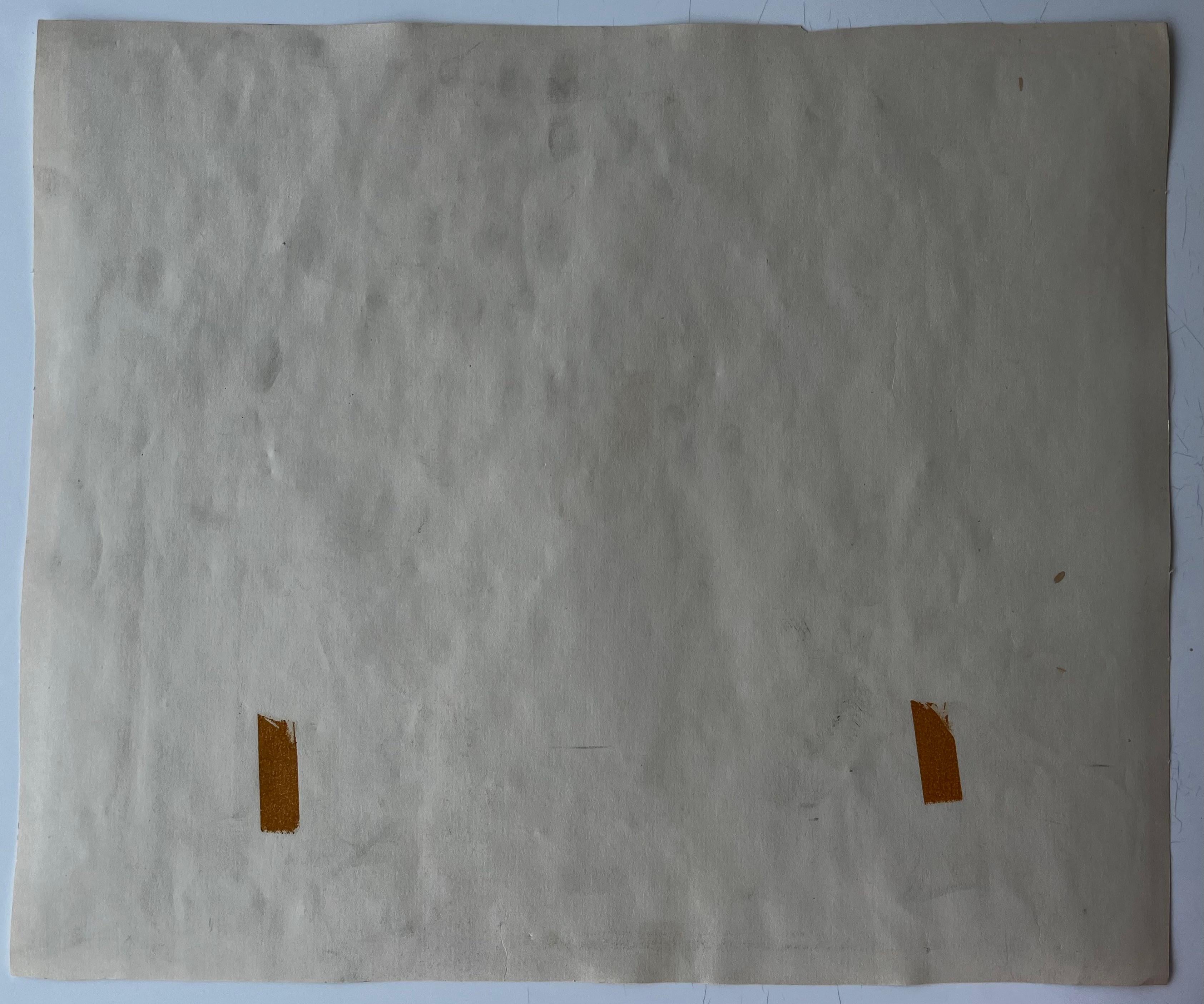 Lebendiges Stilleben mit Bananen, Kürbis und Lauch Französische Gouache der Moderne im Angebot 4