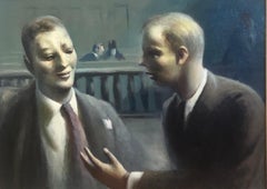 Vintage Guy Pene du Bois WPA American Modernism Realism NYC Scene Oil Lawyers in Court