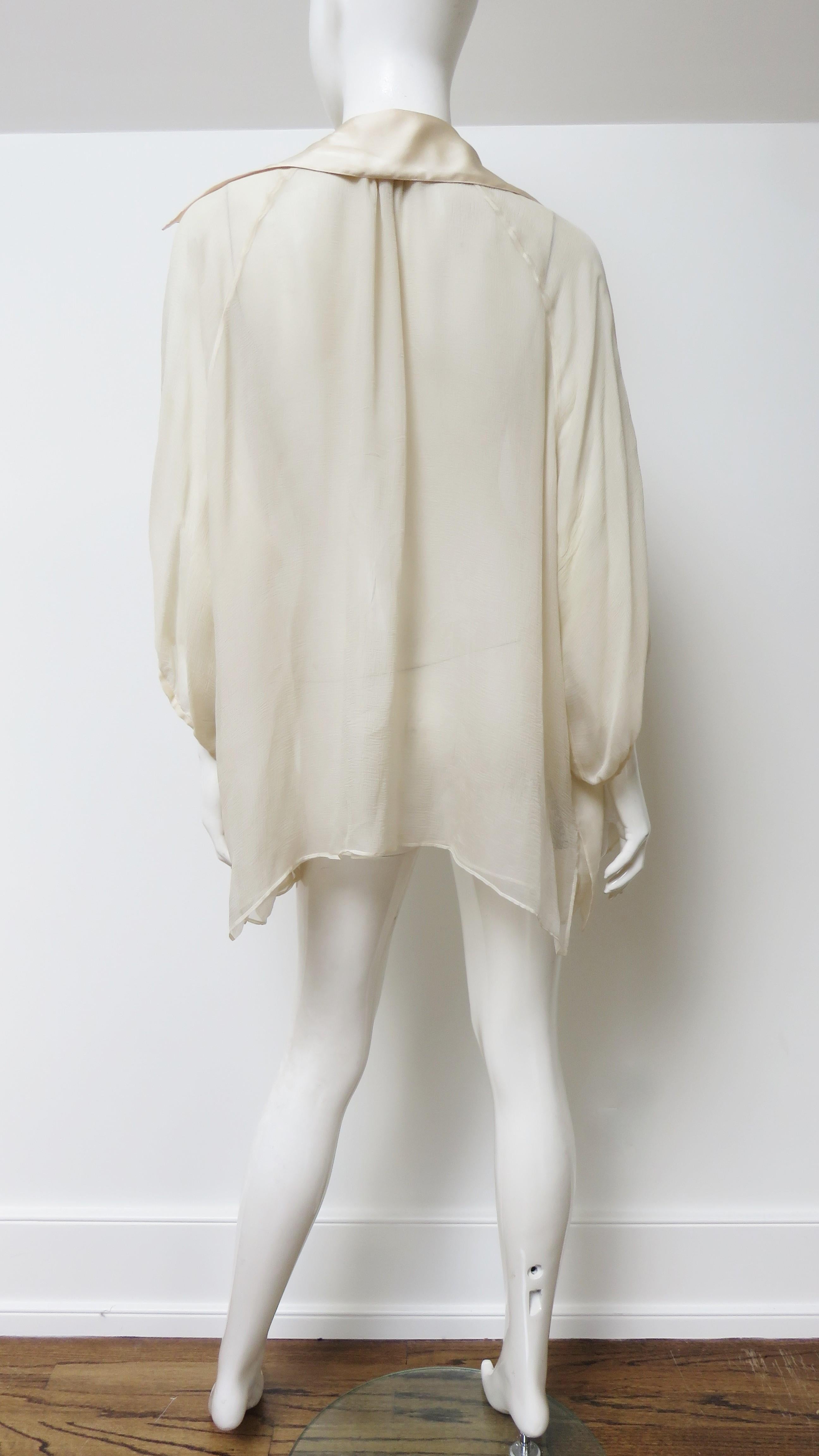 Guy Paulin Couture Silk Tie Blouse 1980s For Sale 4