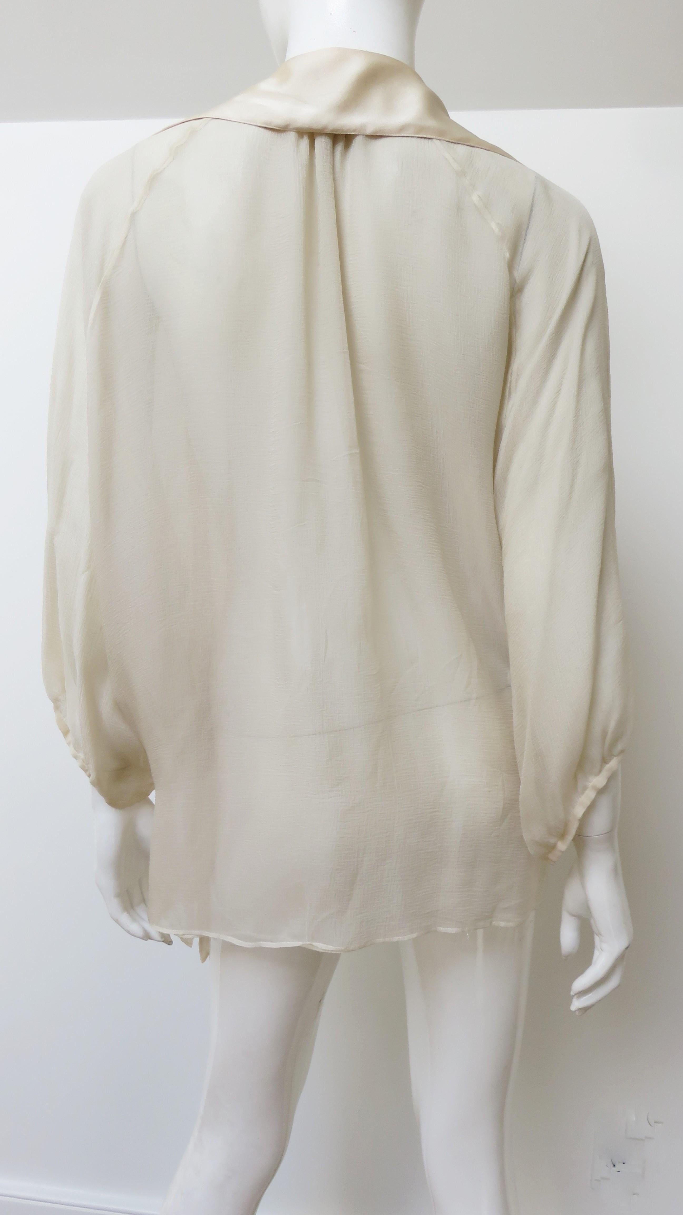 Guy Paulin Couture Silk Tie Blouse 1980s For Sale 5