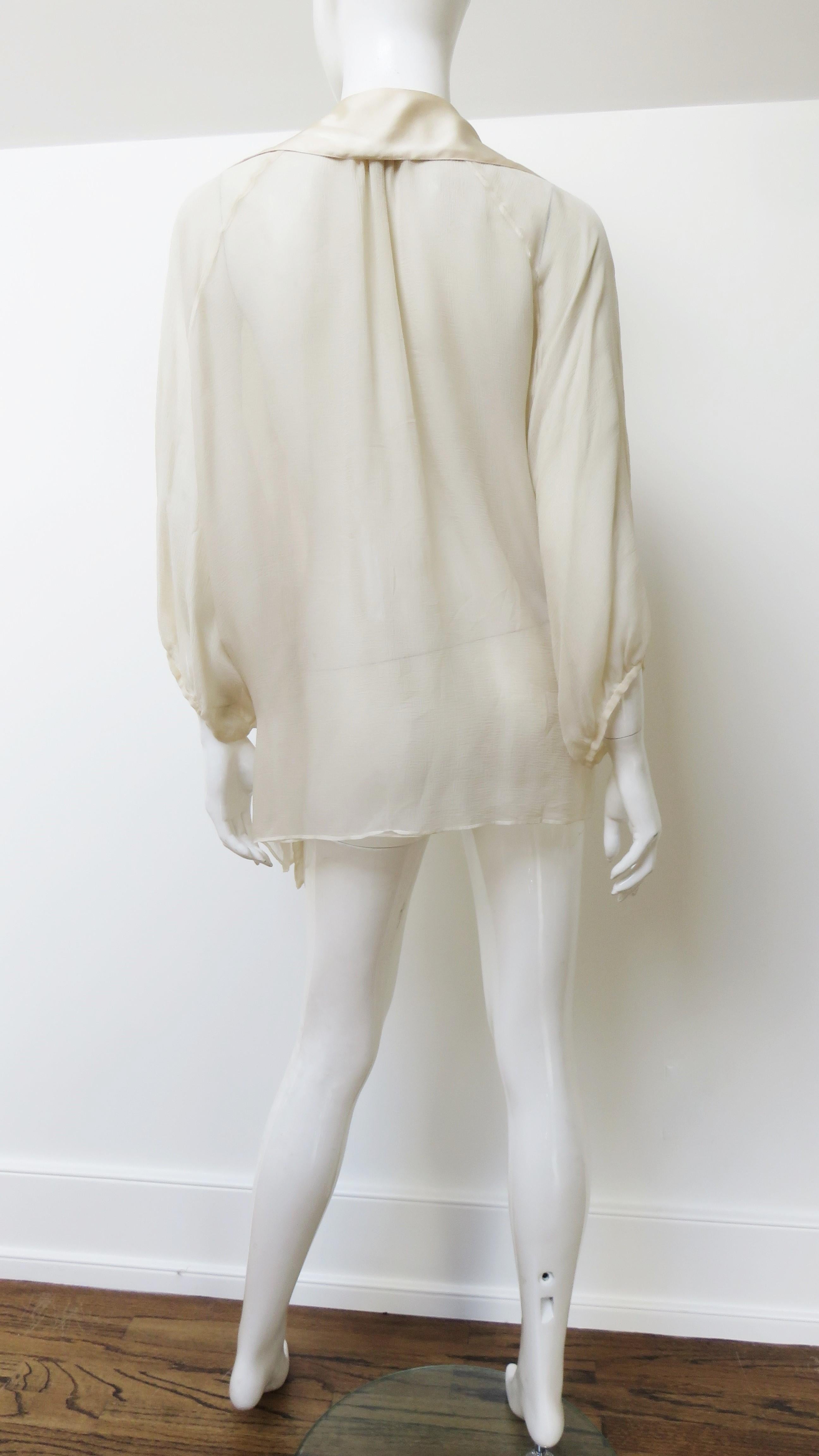 Guy Paulin Couture Silk Tie Blouse 1980s For Sale 6