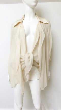 Guy Paulin Couture Silk Tie Blouse 1980s