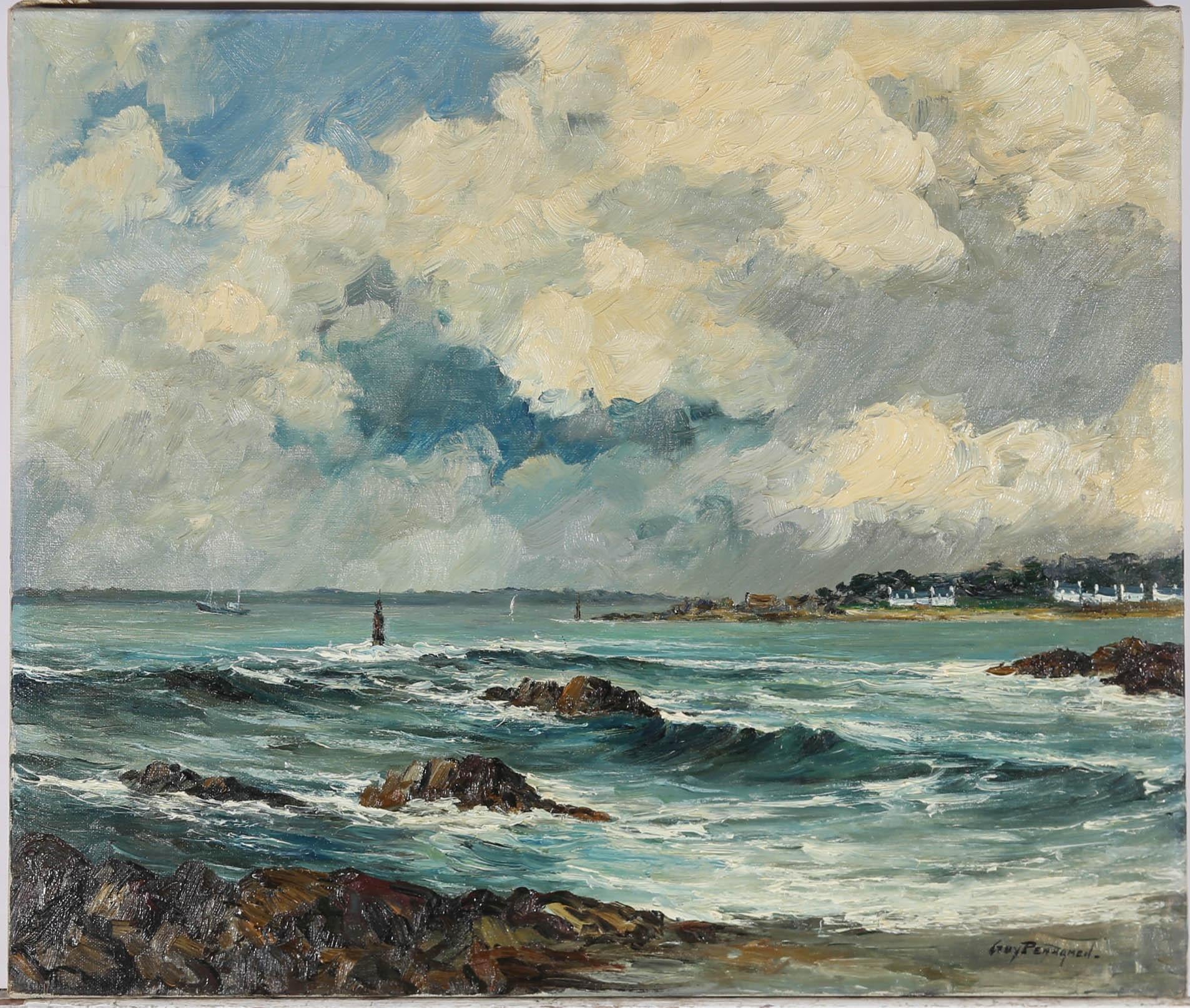 Guy Pennamen (nato nel 1932) - Metà del XX secolo Olio, Pointe de Beg-Meil 3