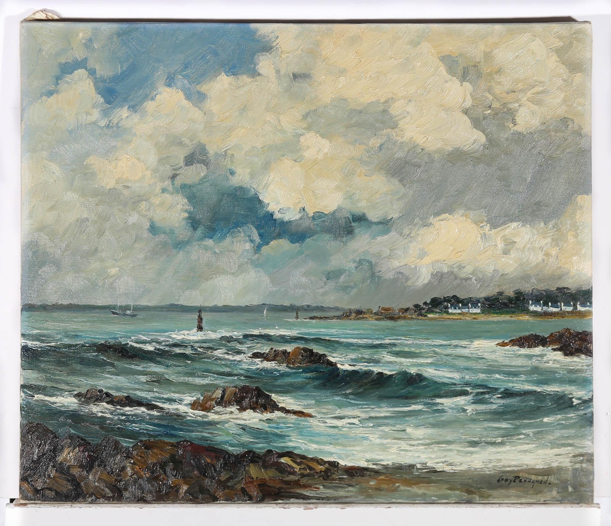 Guy Pennamen (nato nel 1932) - Metà del XX secolo Olio, Pointe de Beg-Meil 4