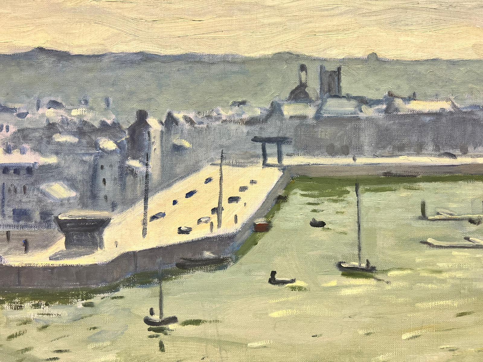 Dieppe Harbour
by Guy Pichon (1933-2007)
oil on canvas, unframed
signed 
canvas: 21 x 26 inches

provenance: private collection, France 
The painting is in very good and presentable condition.
