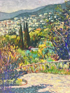 Cannes French Riviera Fine Provençal Landscape Signed Impressionist Oil