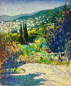 Vintage Cannes French Riviera Fine Provençal Landscape Signed Impressionist Oil 