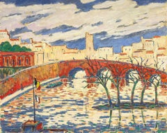 Französisches modernistisches Original-Ölgemälde Pont de l 'Eze Pertuis Vaucluse, Pont de l 'Eze