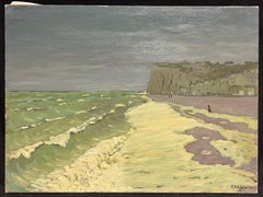 Scène côtière française ondulante avec Cliffs et vagues ondulantes vertes en Normandie