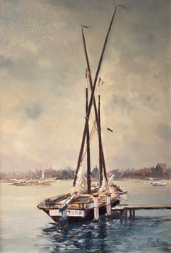The Neptune at Morges, Switzerland by Guy Pittet - Oil on canvas 38x55 cm