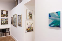 "Pascua" - bodegón surrealista, objetos, flores, huevo, colorido, motivos