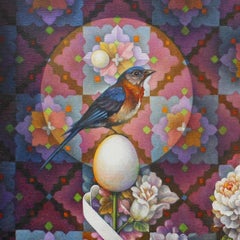 "Flora #10" - Geometric Surrealist Painting - Nude - Arcimboldo