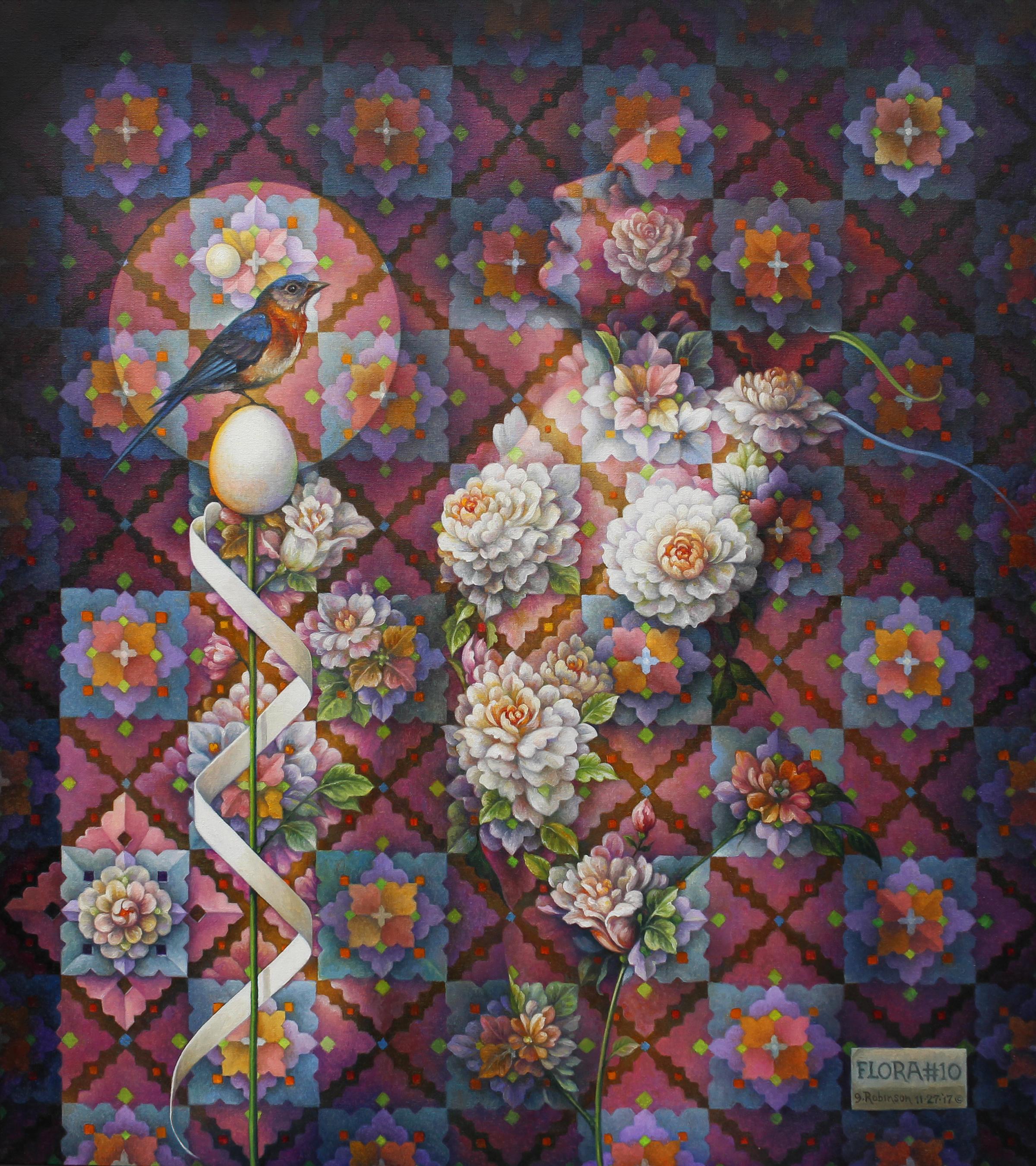 Guy Robinson Nude Painting – ""Flora #10"" - Geometrisches surrealistisches Gemälde - Nackt - Arcimboldo