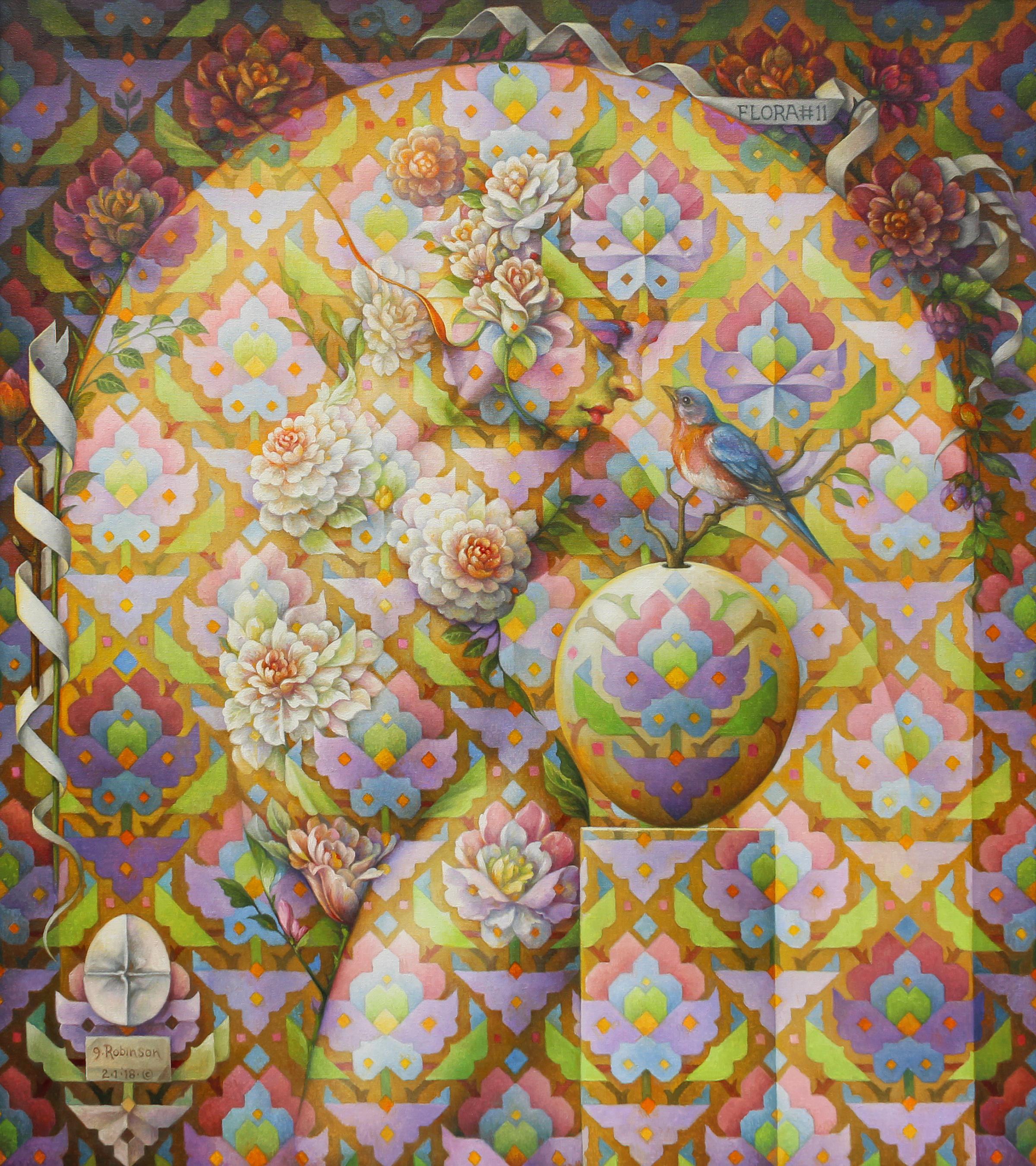 Guy Robinson Nude Painting - "Flora #11" - Geometric Surrealist Painting - Nude - Arcimboldo