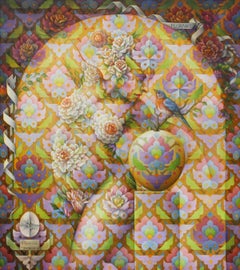 "Flora #11" - Geometric Surrealist Painting - Nude - Arcimboldo