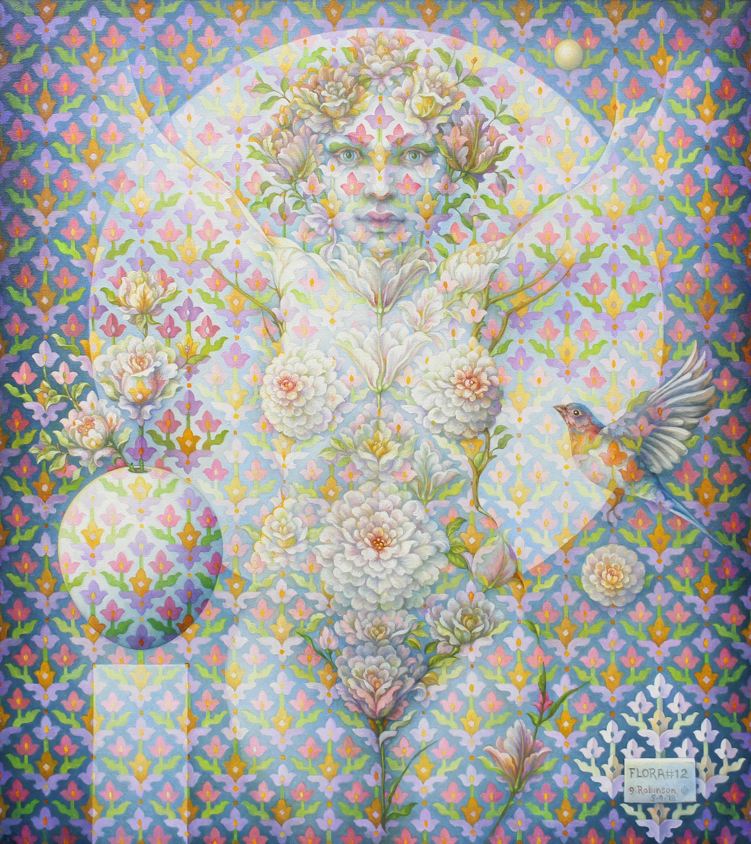 Guy Robinson Nude Painting - "Flora #12" - Geometric Surrealist Painting - Nude - Arcimboldo