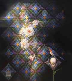 ""Flora #14"" - Geometrisches surrealistisches Gemälde - Nackt - Arcimboldo