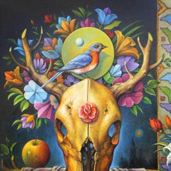 "Flora #2" - Geometric Surrealist Painting - Nude - Arcimboldo