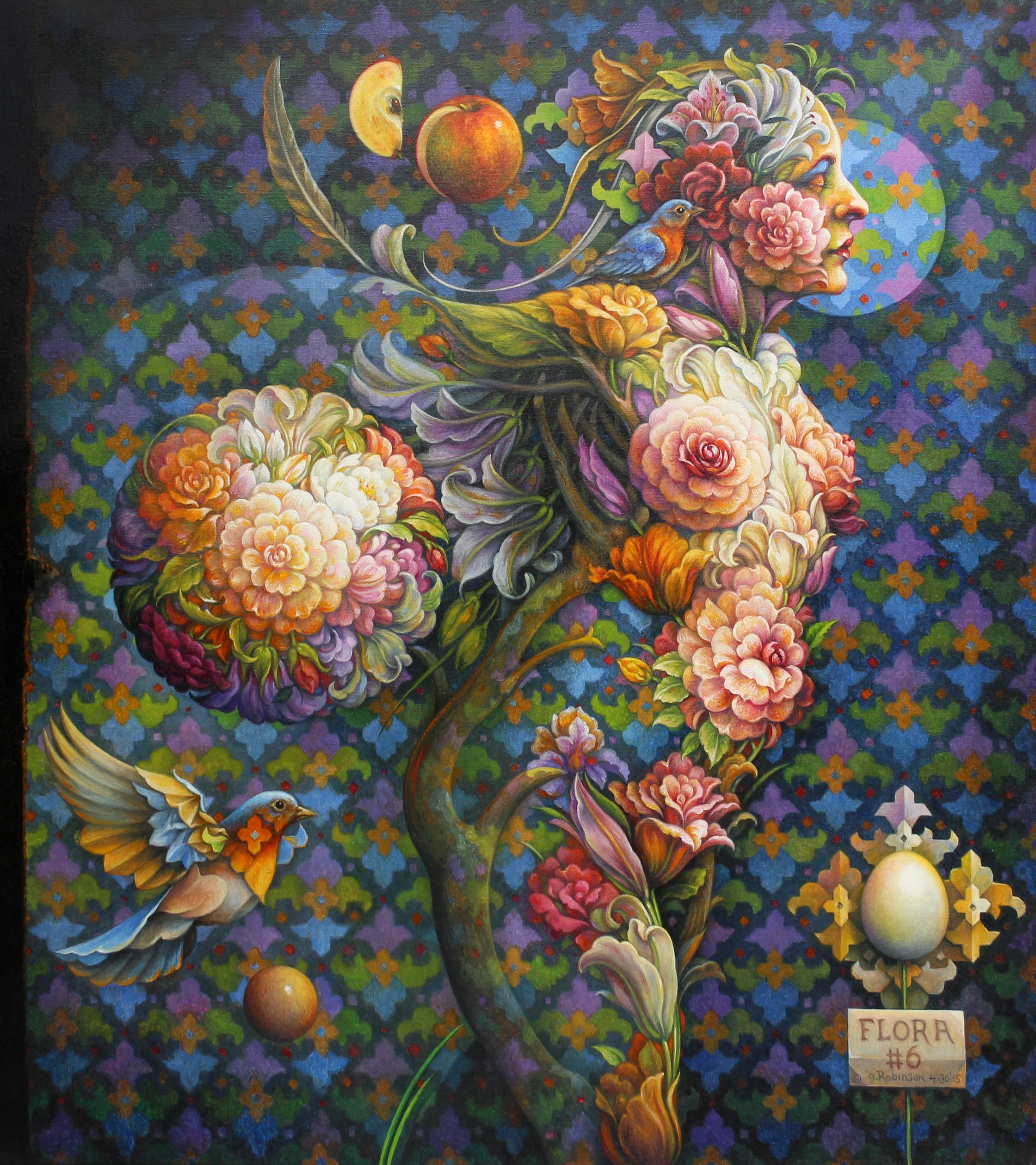 ""Flora #6" - Peinture géométrique surréaliste - Nu - Arcimboldo