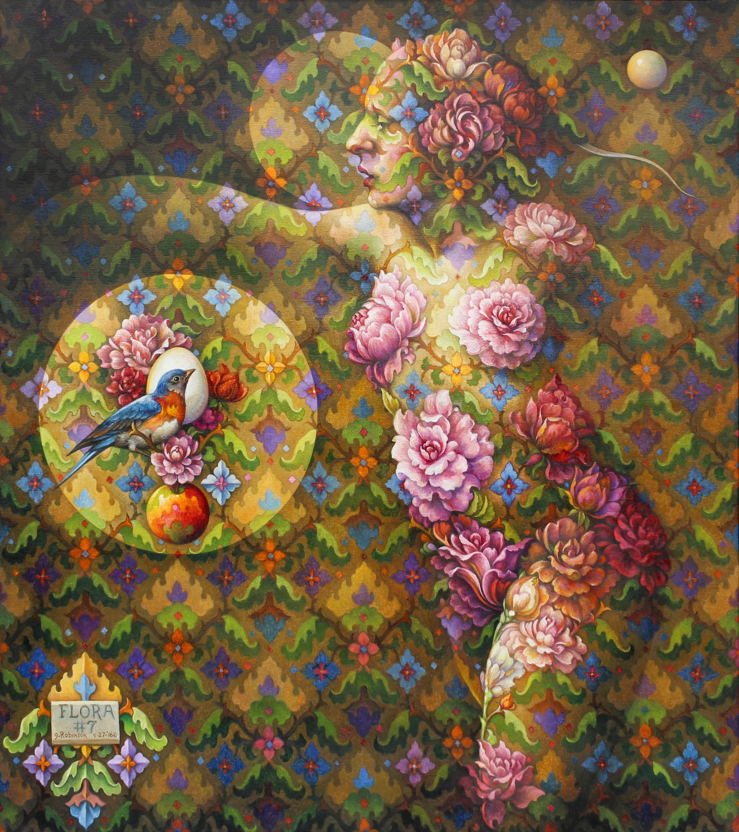 Guy Robinson Nude Painting – ""Flora #7"" - Geometrisches surrealistisches Gemälde - Nackt - Arcimboldo
