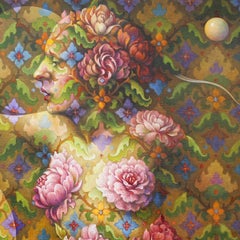 „Flora #7“ - Geometrisches surrealistisches Gemälde – Akt – Nude – Arcimboldo