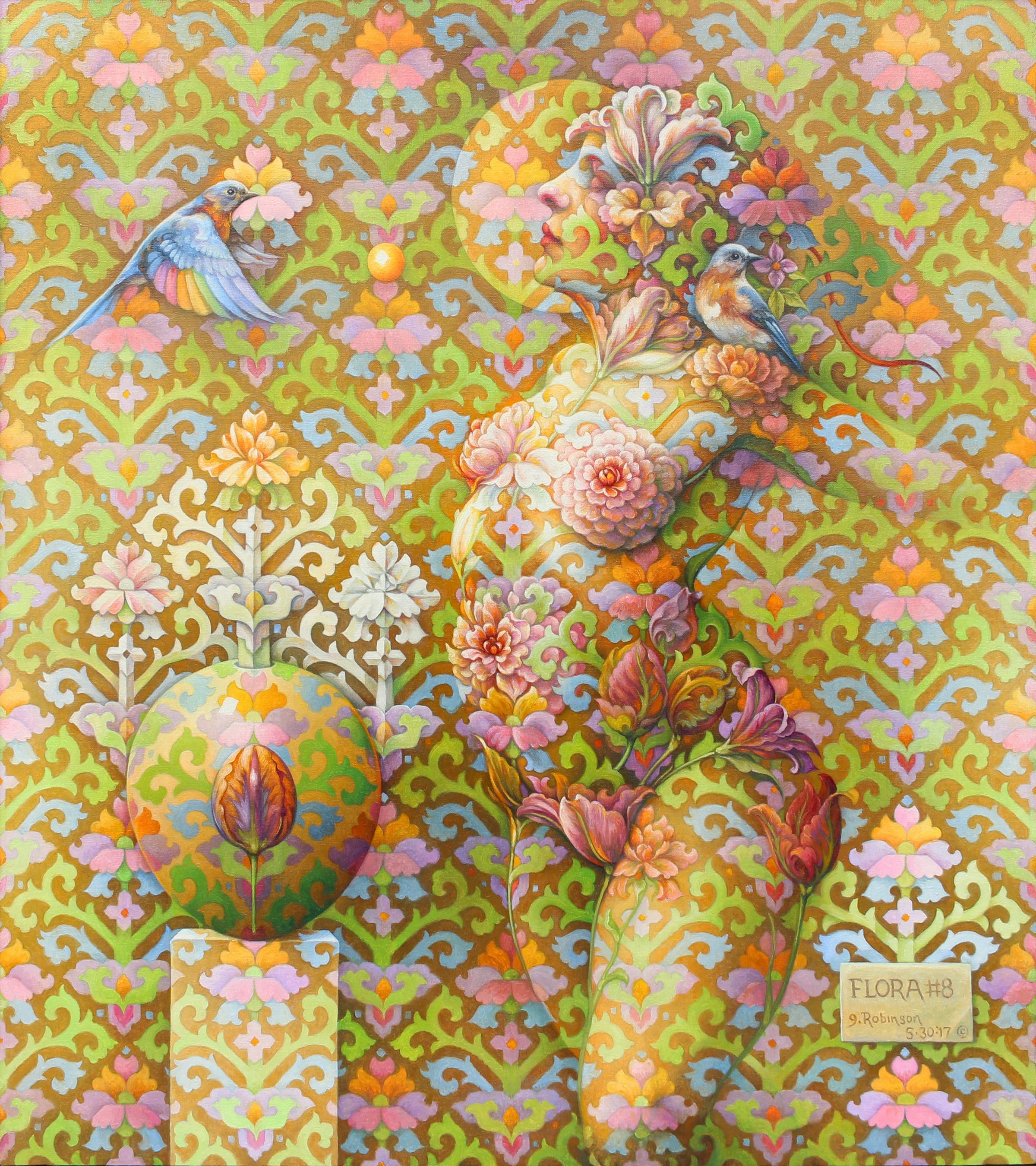 Guy Robinson Nude Painting - "Flora #8" - Geometric Surrealist Painting - Nude - Arcimboldo