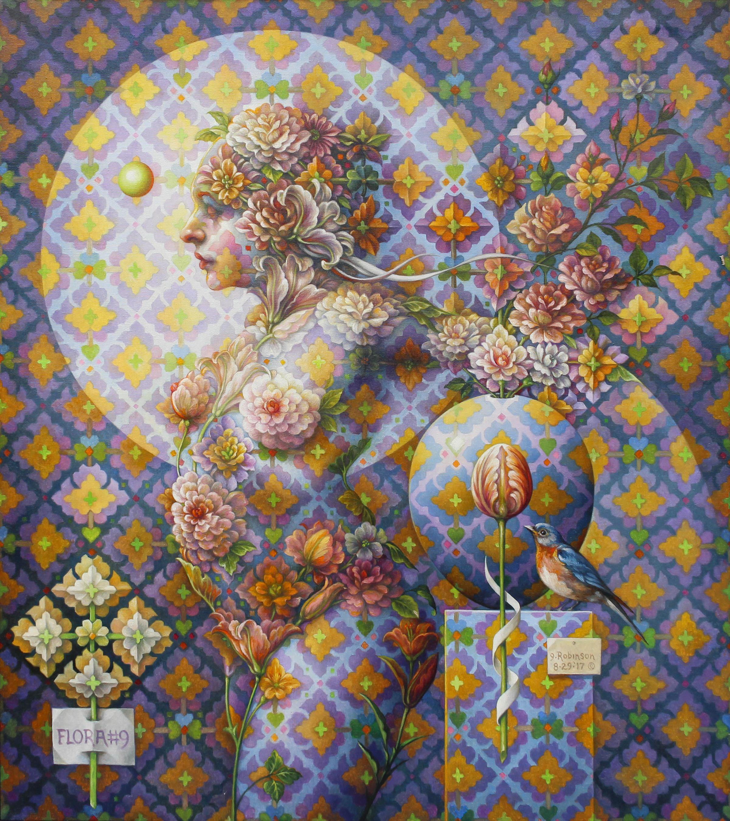 Guy Robinson Figurative Painting - "Flora #9" - Geometric Surrealist Painting - Nude - Arcimboldo