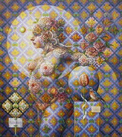 "Flora #9" - Pintura Surrealista Geométrica - Desnudo - Arcimboldo