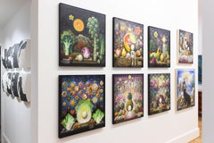 ""Sacred Grove #6"" - Surrealistisches Gemälde, Stillleben, Gemüse - Arcimboldo