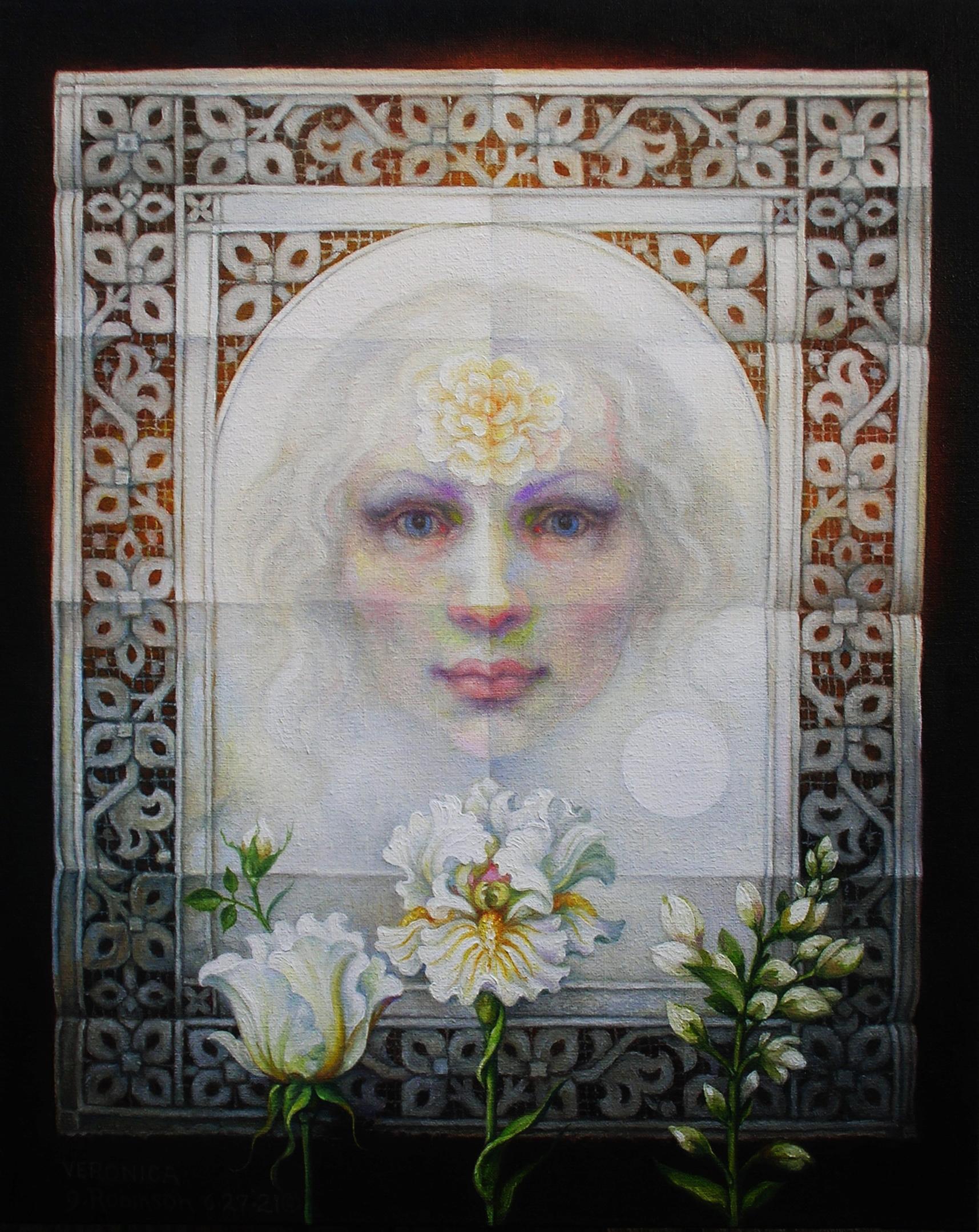 "Verónica" - Surrealismo, retrato, motivos, encaje - Arcimboldo