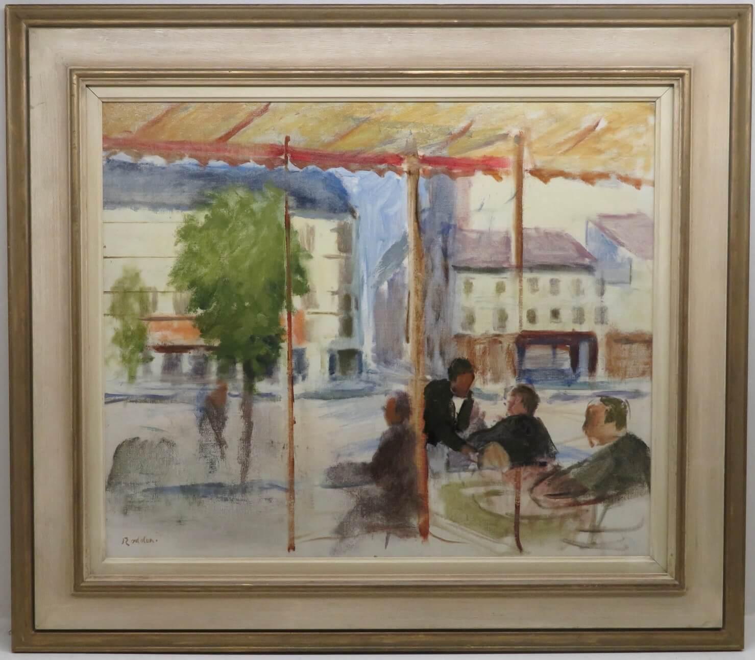 Guy Roddon  Interior Painting - GUY RODDON (1919-2006) French Cafe Street Scene ORIGINAL OIL PAINTING signed
