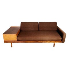 Guy Rogers 1970s Sofa Bed Teak Tweed Mid Century Vintage Retro MCM