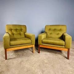 Guy Rogers Three Seater Sofa Matching Armchairs Green Wool Silk Fabric