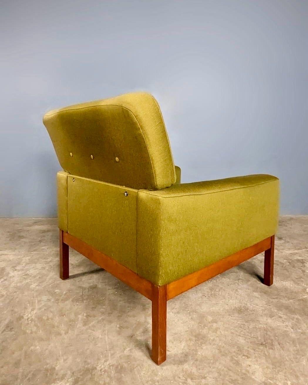 Guy Rogers Three Seater Sofa Matching Armchairs Green Wool Silk Fabric 2