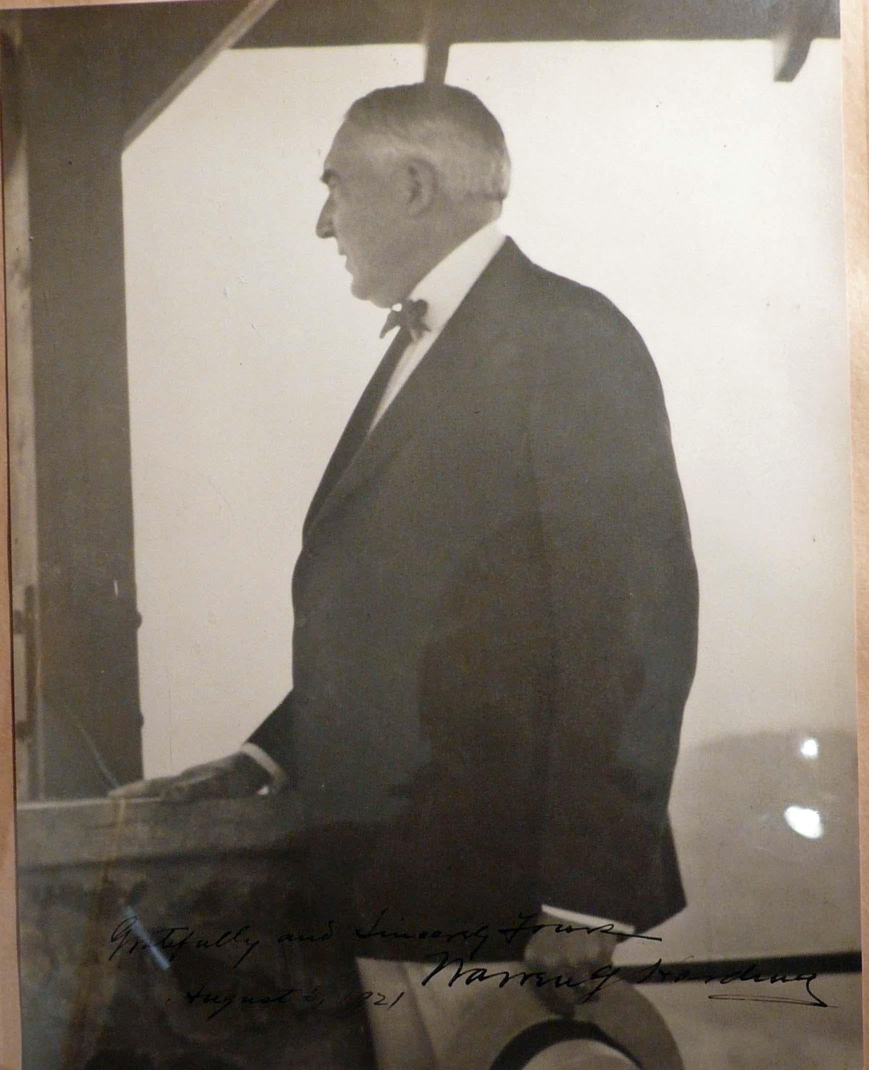 WARREN G. HARDING SIGNED, INSCRIBED AND DATED PHOTOGRAPH - Photograph by Charles Urban Shorey