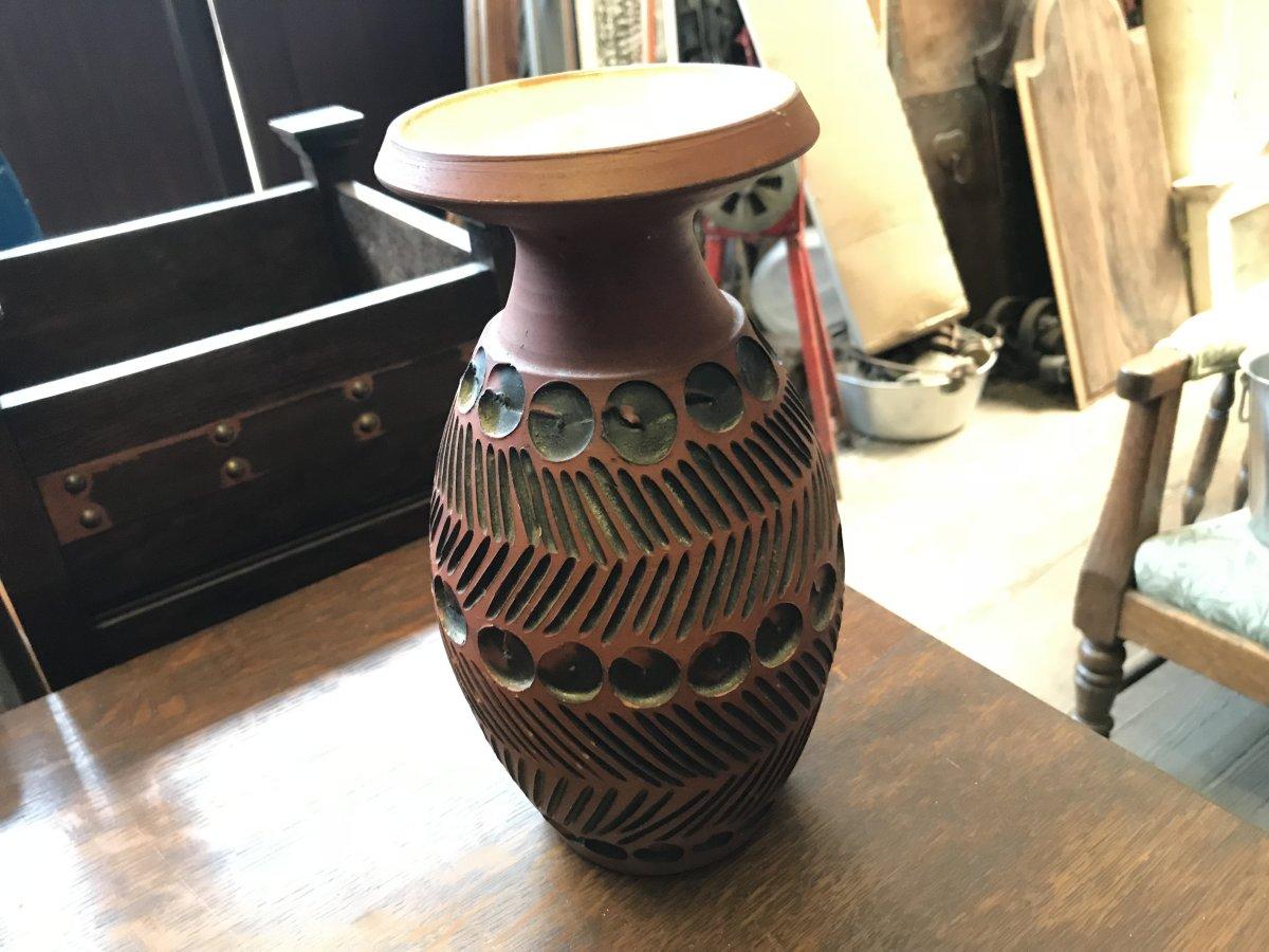 Organique Guy Sydenham pour Poole Pottery, vase de studio en terre cuite et argile tournée à la main en vente