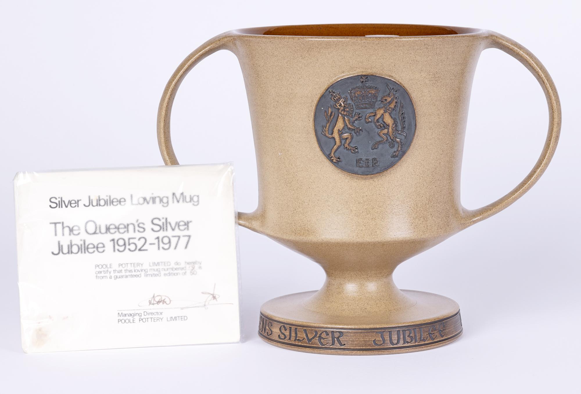 Guy Sydenham Poole Pottery Ltd Edn QEII Silver Jubilee Loving Mug For Sale 4