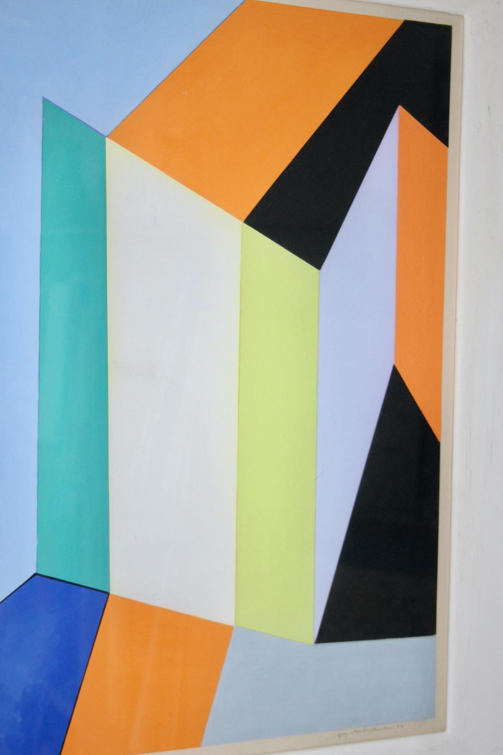 Guy Vandenbranden Gouache auf Papier signiert und datiert 68 (Glas) im Angebot