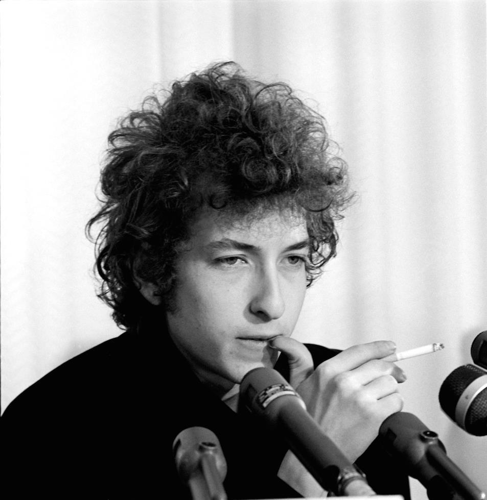 Guy Webster Black and White Photograph - Bob Dylan, Press Conference