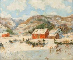 « On Dorset Hills:: Vermont »:: hiver glacé impressionniste américain:: Guy Wiggins