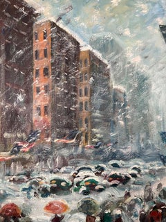 Winter Street, 20th Century American Impressionist New York City Scene