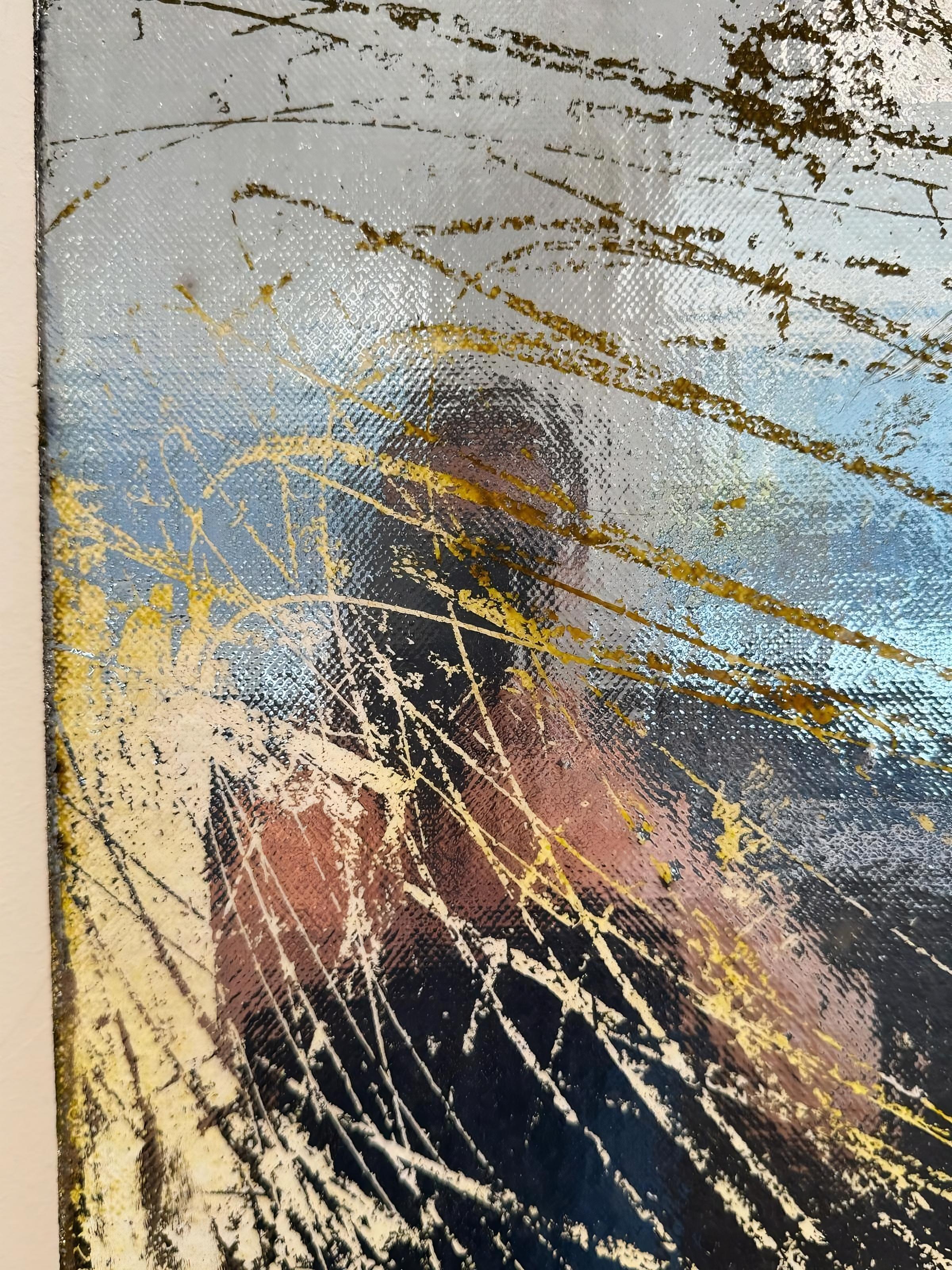 The Life We Left Behind - Painting, Oil under chromed canvas For Sale 2