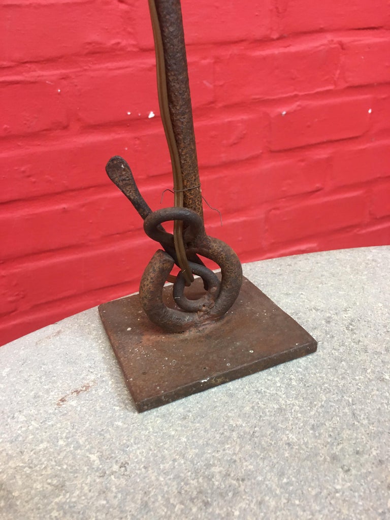 Guylaine Guy '1929' Wrought Iron Sculpture Lamp, circa 1970 In Good Condition For Sale In Saint-Ouen, FR