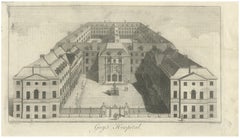 Guy’s Hospital London, Bird’s-Eye View, W.H. Toms, c.1739