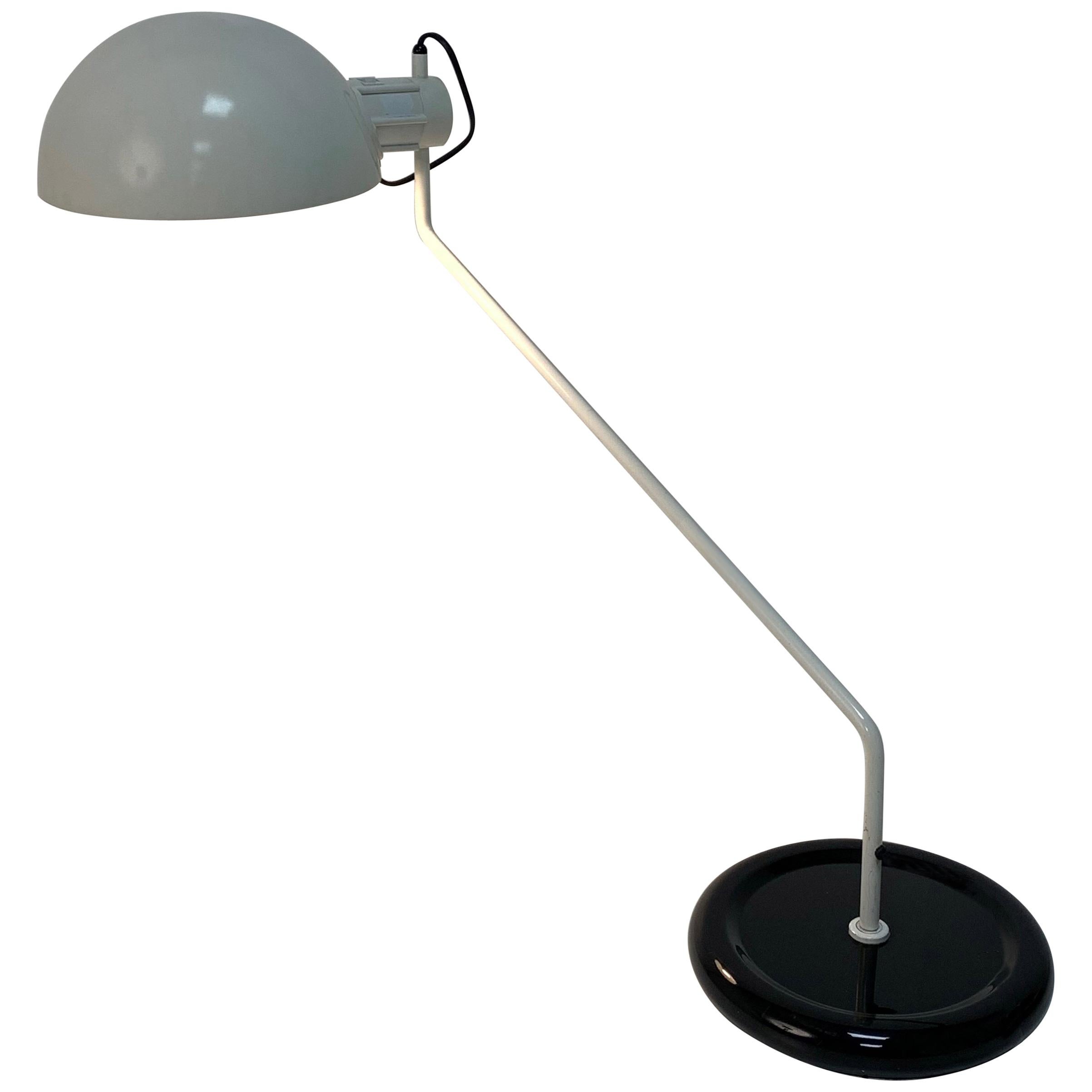 Guzzini, Adjustable Desk Lamp, White and Black Table Lamp, Italy, 1970s