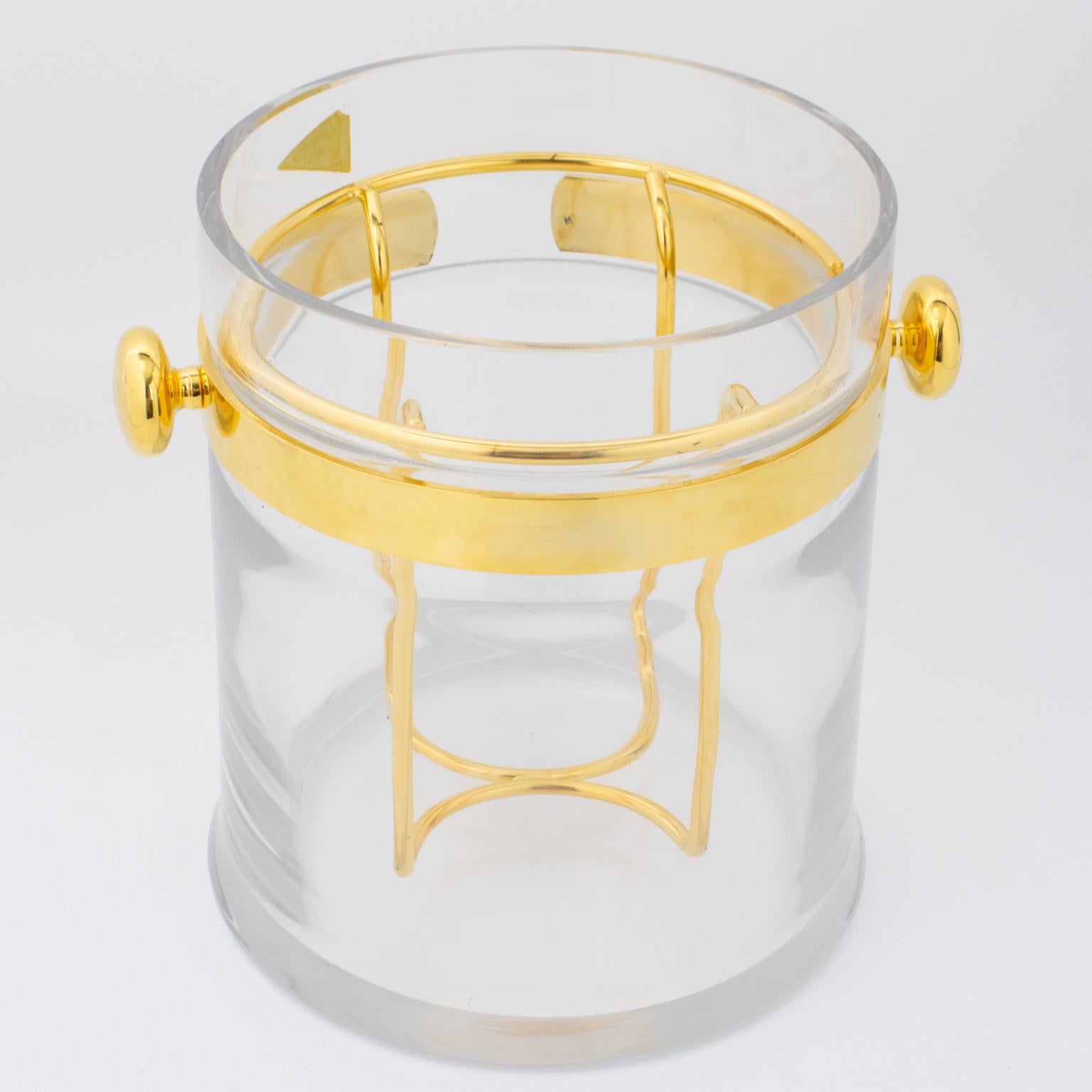 Cubitera para champán Guzzini de cristal y baño de oro, hacia 1970 finales del siglo XX en venta