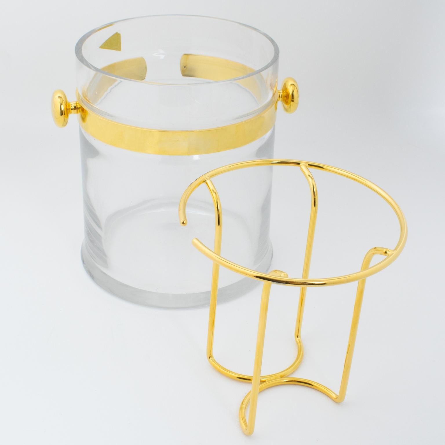 Cubitera para champán Guzzini de cristal y baño de oro, hacia 1970 en venta 2